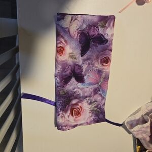 Purple Butterfly & Rose Drawstring Pouch